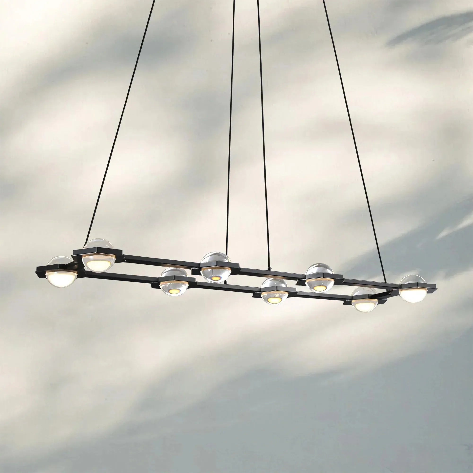 Eclatent Rectangular Chandelier 54" 72"-54"W x 16¼"D x 3½"H-Matte Black-