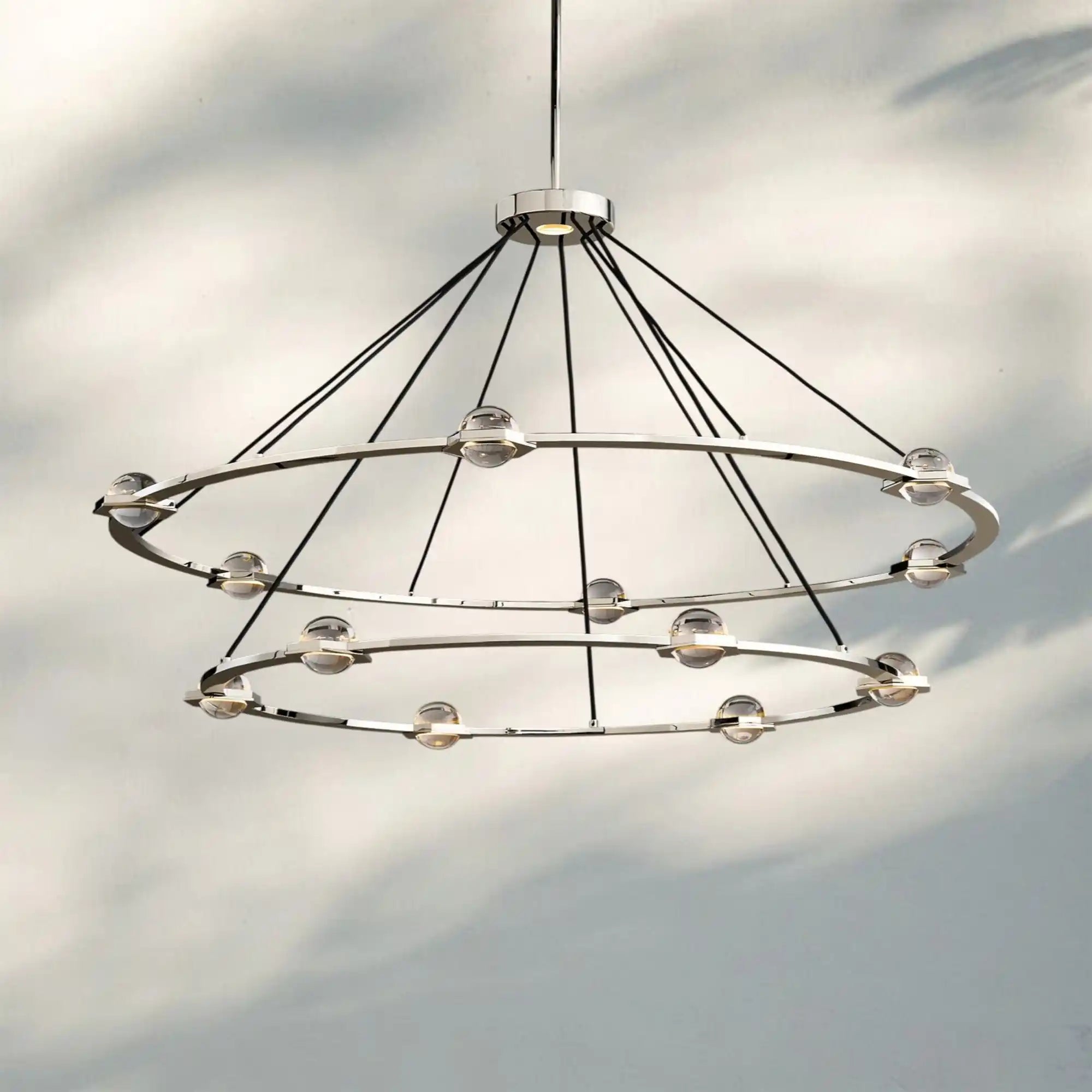 Eclatent 2-Tier Round Chandelier 48" 60"-48'' 2-Tier Round-Polished Nickel-