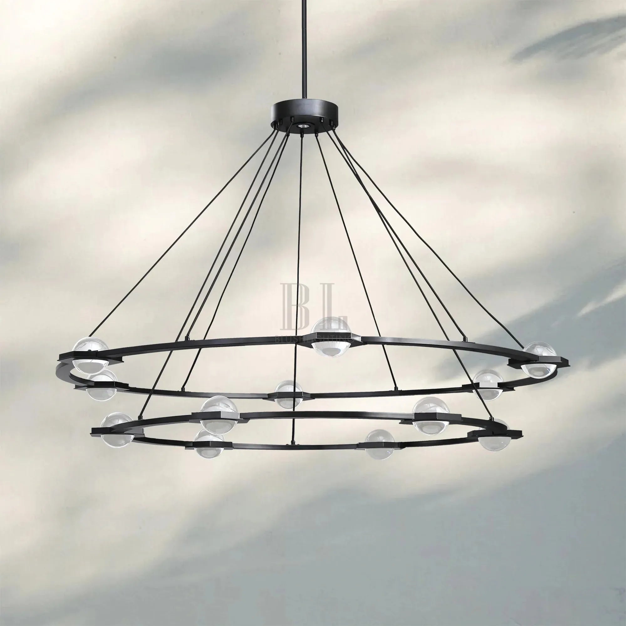 Eclatent 2-Tier Round Chandelier 48" 60"-60'' 2-Tier Round-Matte Black-