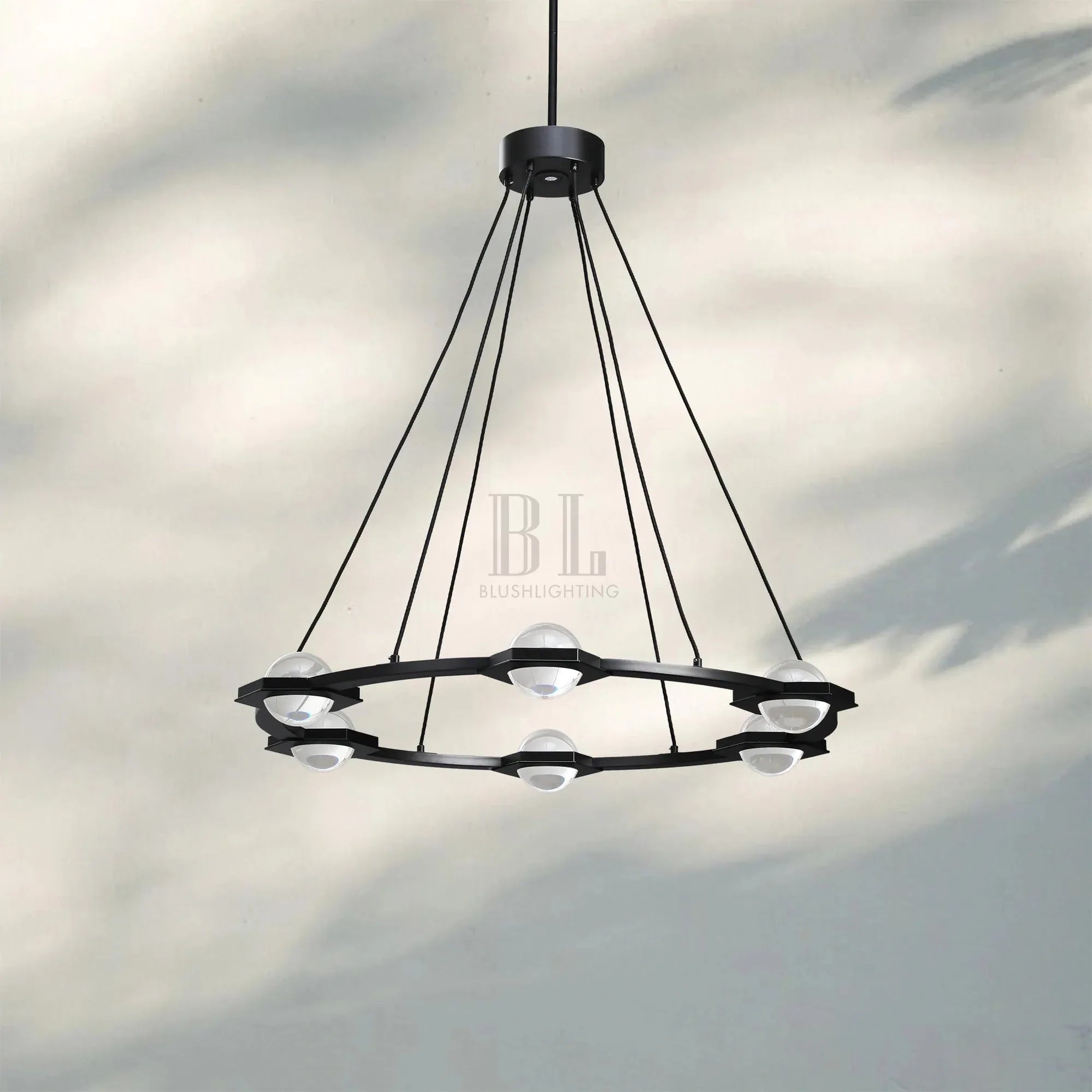 Eclatent Round Chandelier 36'' 48'' 60''-36''-Black-