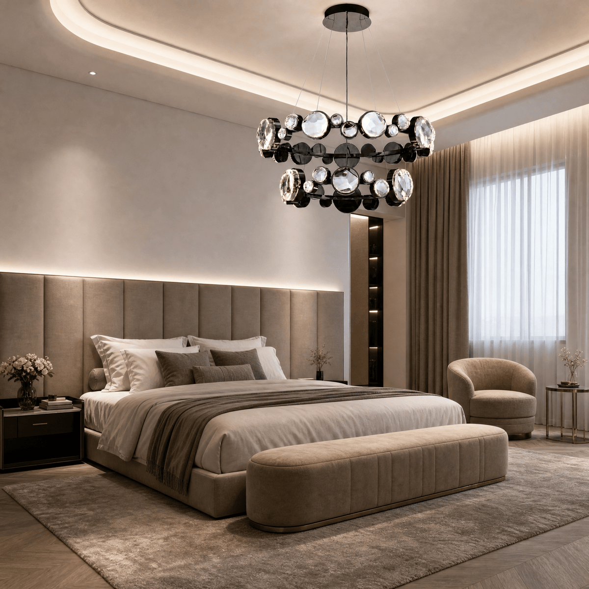 Eclipse Two Ring Modern Crystal Chandelier - Blushlighting