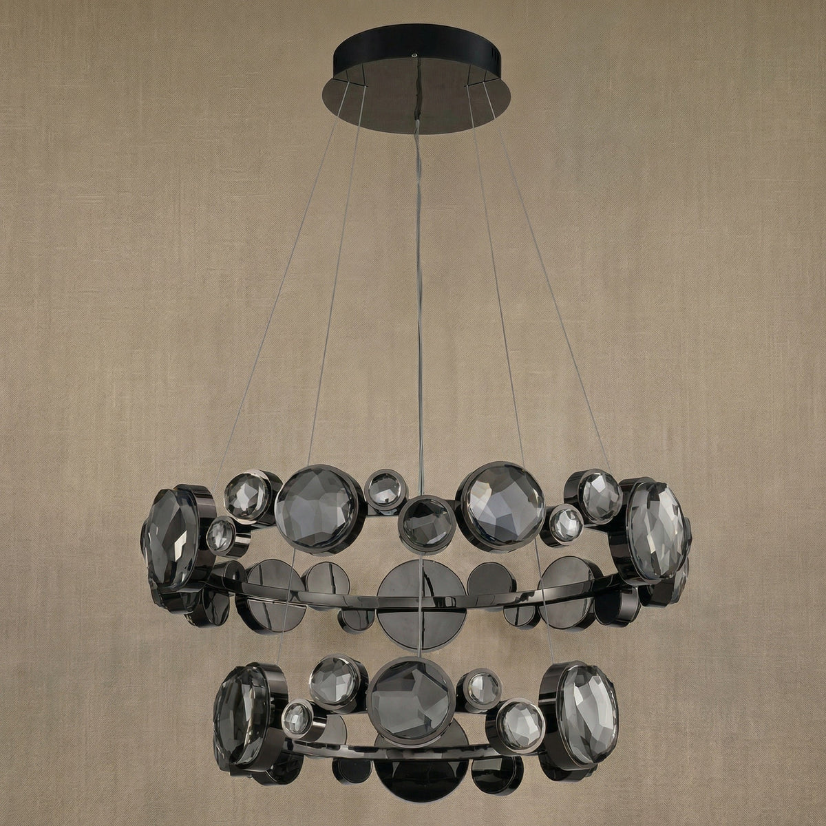 Eclipse Two Ring Modern Crystal Chandelier - Blushlighting