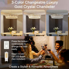 Elegant 31‑Inch Gold Crystal Chandelier with 12 Adjustable Lights