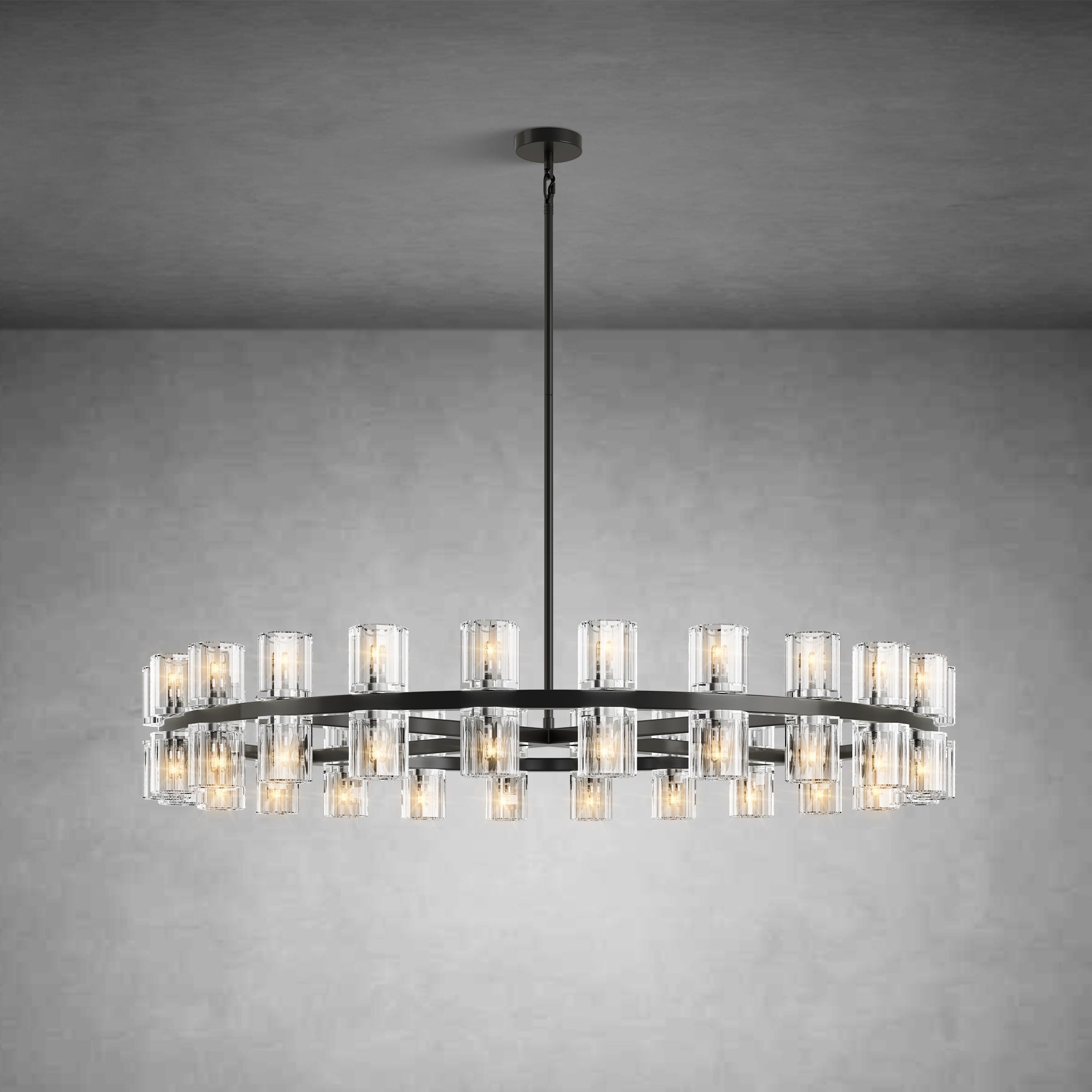 Elegant 48 - inch Polished Brass Round Crystal Chandelier Luxury Lighting - BlackBlushlighting