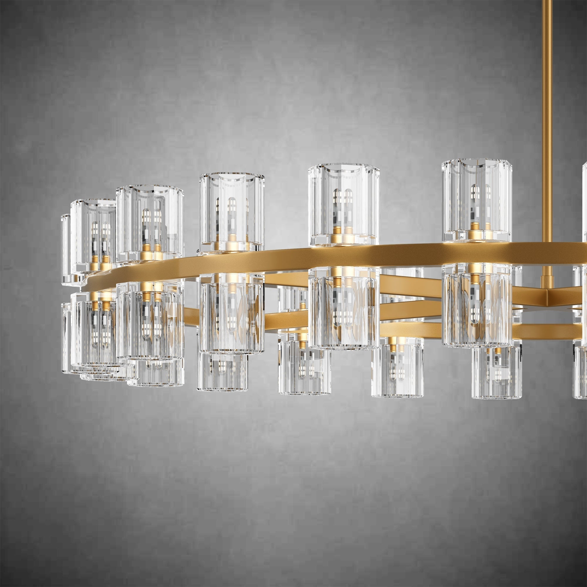 Elegant 48 - inch Polished Brass Round Crystal Chandelier Luxury Lighting - BlackBlushlighting