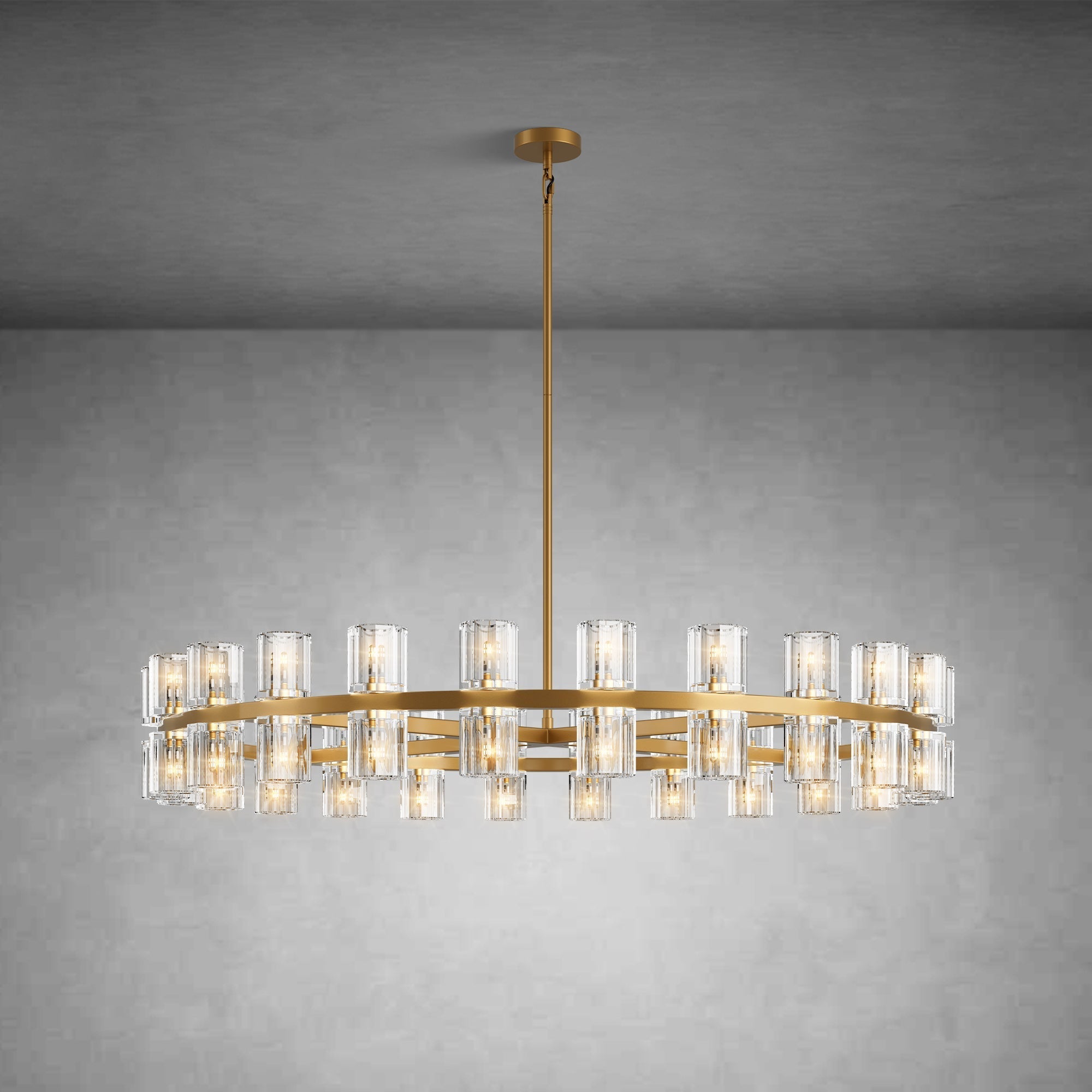 Elegant 48 - inch Polished Brass Round Crystal Chandelier Luxury Lighting - GoldBlushlighting