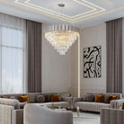 Elegant 7-Tier 39" Silver Crystal Chandelier with 21 Lights