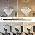 Elegant 7-Tier 39" Silver Crystal Chandelier with 21 Lights