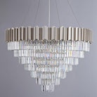 Elegant 7-Tier 39" Silver Crystal Chandelier with 21 Lights