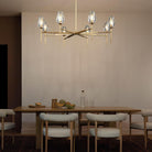 Elegant 8 - Light Brass Crystal Chandelier with Gold Finish 54in Round - Brass - 8 LightsBlushlighting
