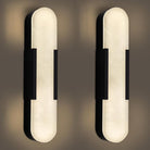 Elegant Black Alabaster Marble Wall Sconce Set of 2