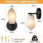 Elegant Black Alabaster Wall Sconce with Dimmable LED Light