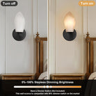 Elegant Black Alabaster Wall Sconce with Dimmable LED Light