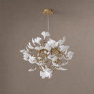 Elegant Ceramic Ginkgo Leaf Chandelier D600 - Matte Gold - Blushlighting