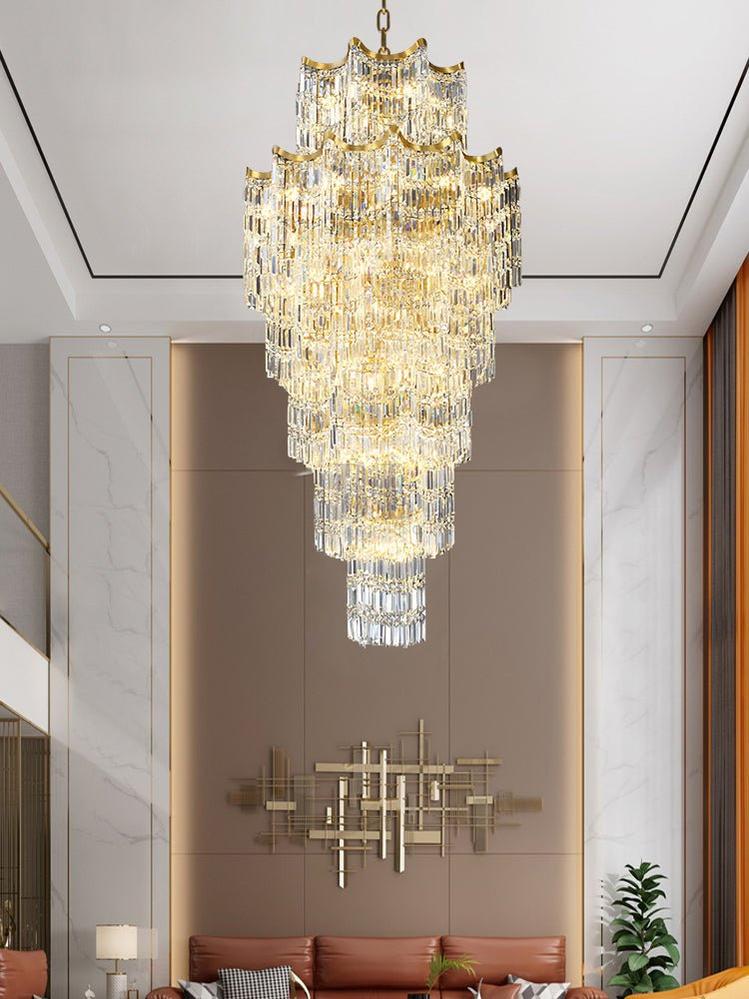 Elegant Crystal Chandelier for Duplex Villas-Chandelier-Blushlighting-Blushlighting