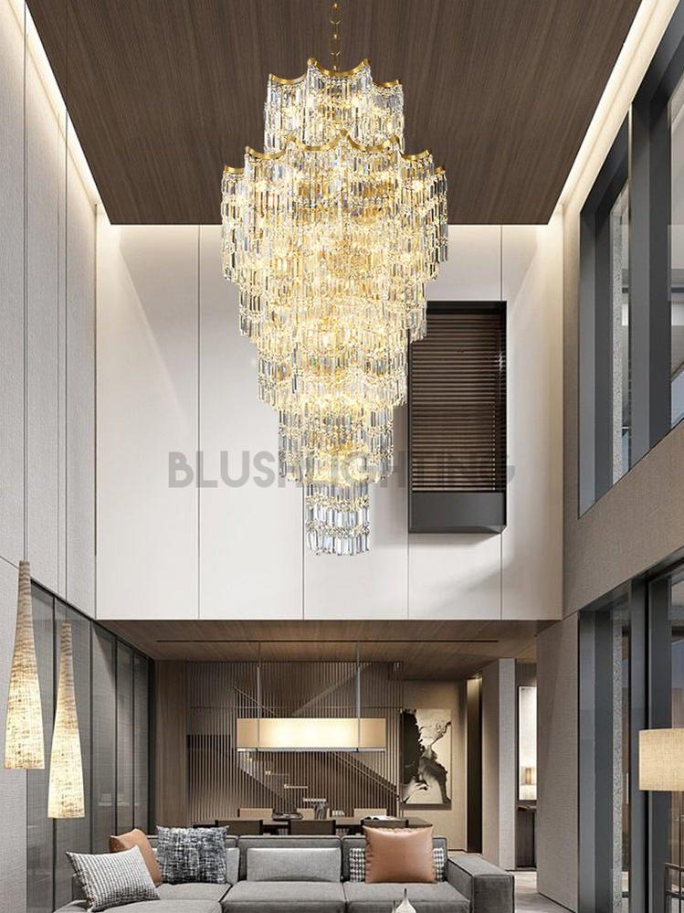 Elegant Crystal Chandelier for Duplex Villas-Chandelier-Blushlighting-Blushlighting