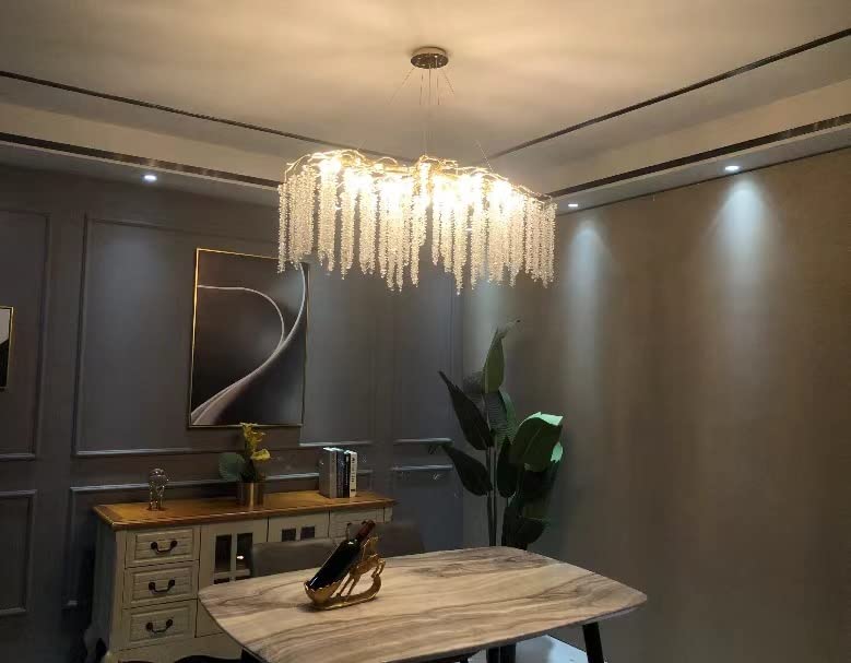 Elegant Crystal Icicle Chandelier in Branch Style for Dining Table Use-Chandeliers-Blushlighting