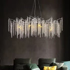 Elegant Crystal Icicle Chandelier in Branch Style for Dining Table Use-Chandeliers-Rectangle L39.4"*W17.7"*H15.7"/10 Lights/10.9kg-Chrome-Warm Light-Blushlighting