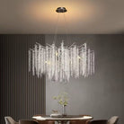 Elegant Crystal Icicle Chandelier in Branch Style for Dining Table Use-Chandeliers-Round D59.1"/16 Lights-Chrome-Warm Light-Blushlighting