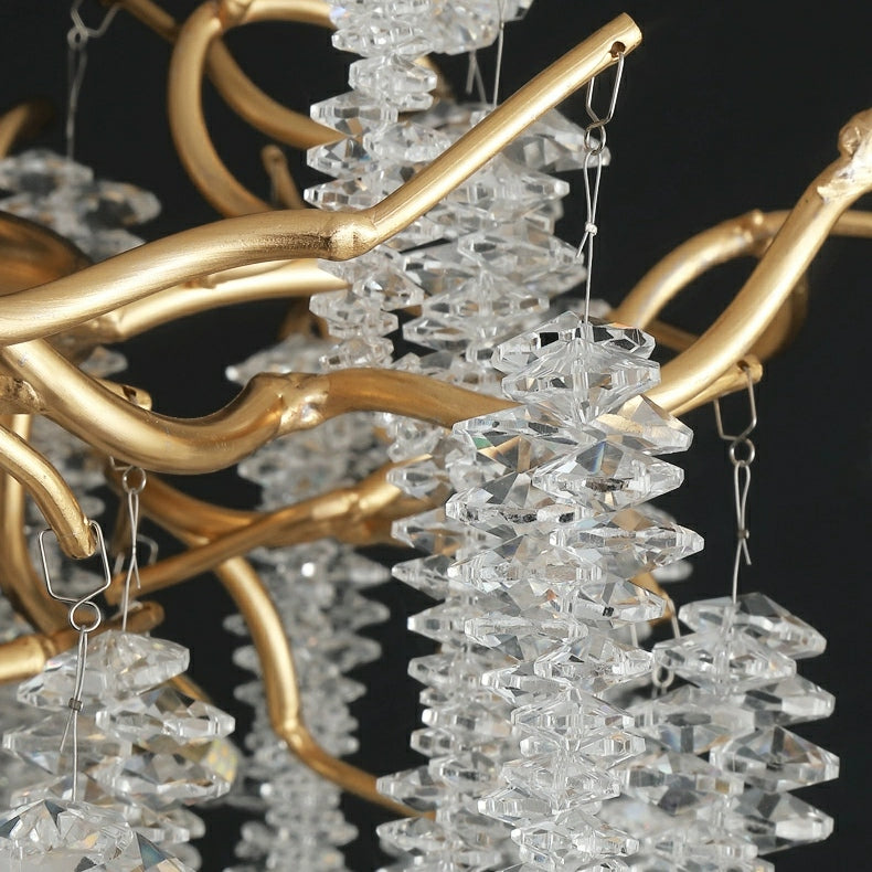 Elegant Crystal Icicle Chandelier in Branch Style for Dining Table Use-Chandeliers-Blushlighting