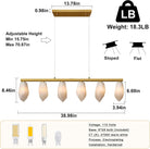 Elegant Gold Alabaster 6-Light Linear Chandelier for Dining