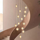 Elegant Gold Crystal 14-Light Adjustable Staircase Chandelier for Modern Homes
