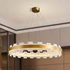 Elegant Spanish Alabaster Round Chandelier 31.5" Diameter with Adjustable Height - 2 - Gold - RoundD31.5 inBlushlighting