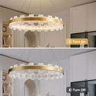 Elegant Spanish Alabaster Round Chandelier 31.5" Diameter with Adjustable Height - 2 - Gold - RoundD31.5 inBlushlighting