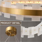 Elegant Spanish Alabaster Round Chandelier 31.5" Diameter with Adjustable Height - 2 - Gold - RoundD31.5 inBlushlighting