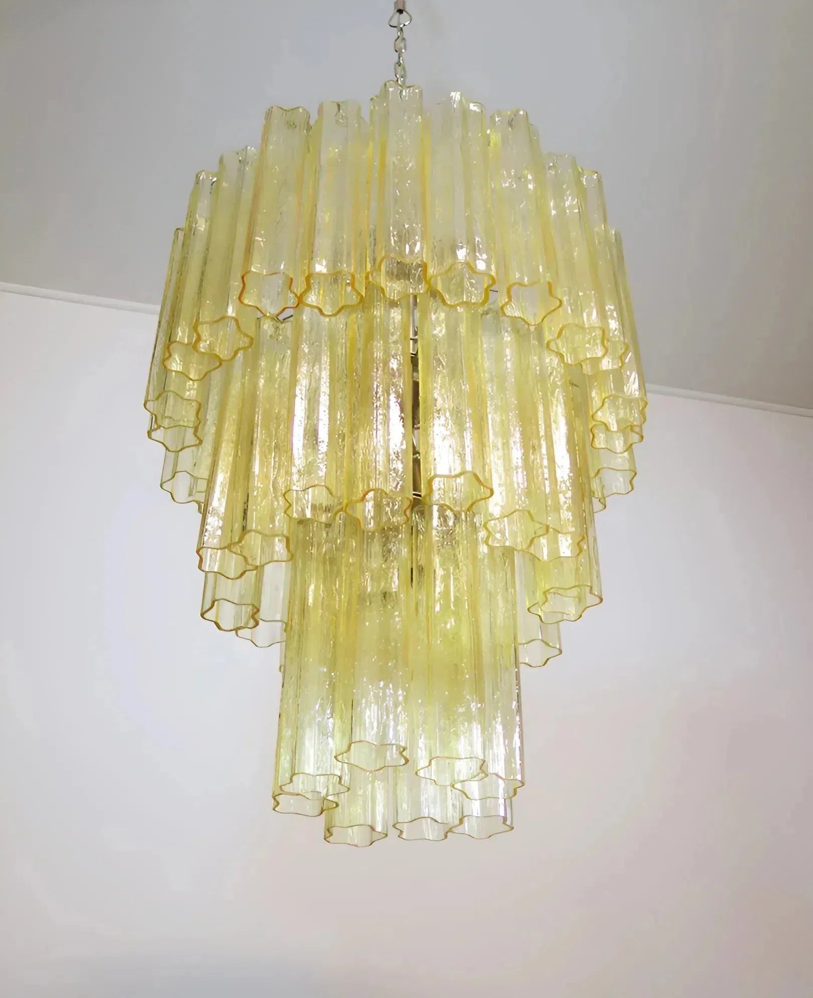 Elegant Yellow Murano Glass Tube Chandelier 25.6" - yellowBlushlighting