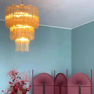 Elegant Yellow Murano Glass Tube Chandelier 25.6" - yellowBlushlighting
