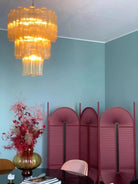 Elegant Yellow Murano Glass Tube Chandelier 25.6"-Chandelier-Blushlighting