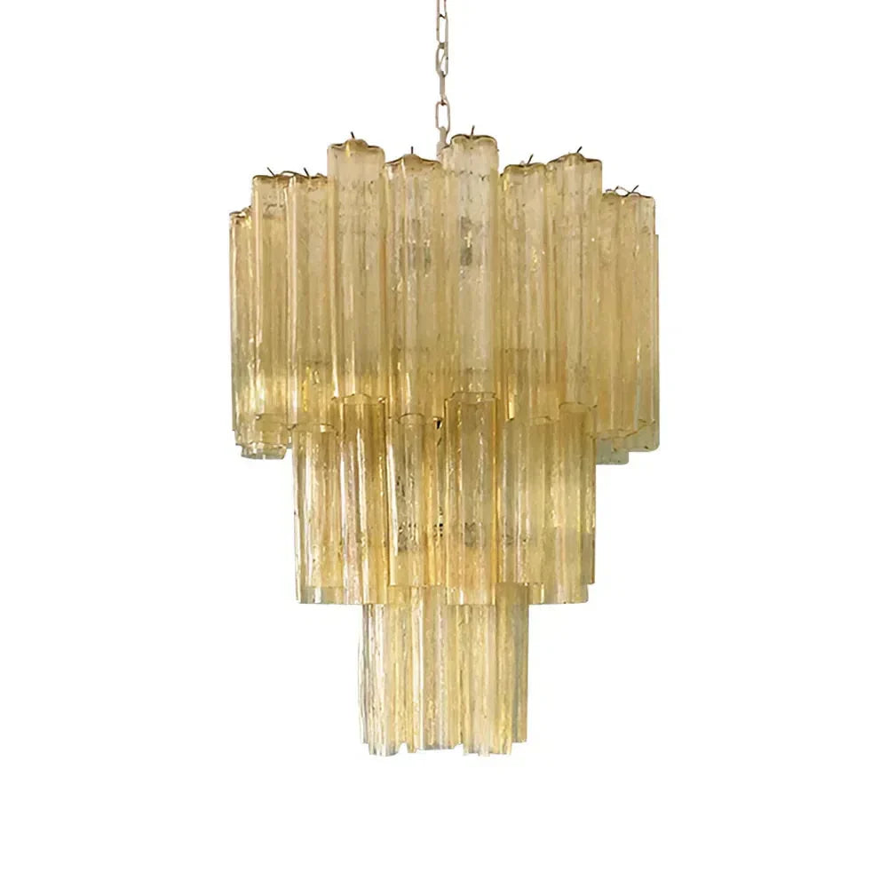 Elegant Yellow Murano Glass Tube Chandelier 25.6"-Chandelier-Yellow-Blushlighting