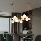 Eli Glass Globes Linear Chandelier For Dining Room - 12 LightsGrayCool white 6000KBlushlighting
