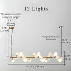 Eli Glass Globes Linear Chandelier For Dining Room - 12 LightsGrayCool white 6000KBlushlighting