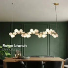 Eli Glass Globes Linear Chandelier For Dining Room - 12 LightsGrayCool white 6000KBlushlighting