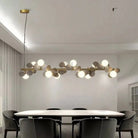 Eli Glass Globes Linear Chandelier For Dining Room - 12 LightsGrayCool white 6000KBlushlighting