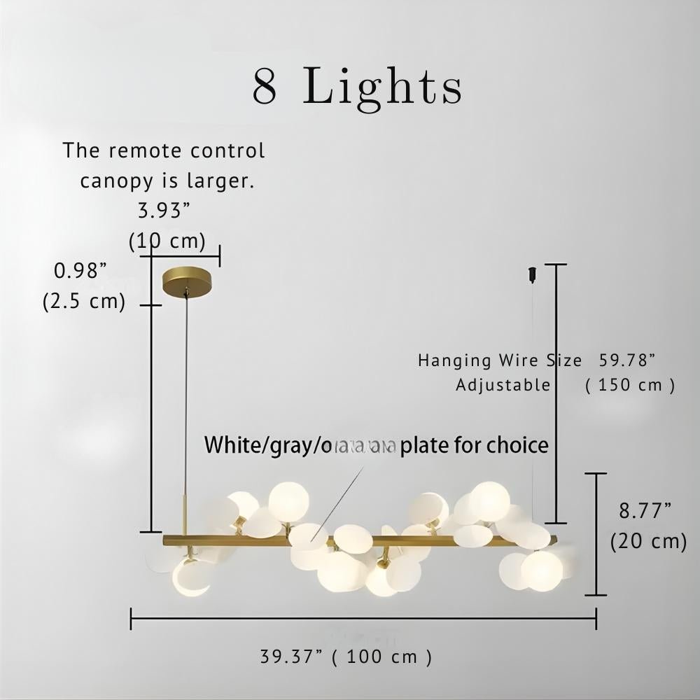 Eli Glass Globes Linear Chandelier For Dining Room - 12 LightsGrayCool white 6000KBlushlighting