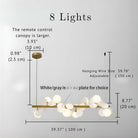Eli Glass Globes Linear Chandelier For Dining Room - 12 LightsGrayCool white 6000KBlushlighting