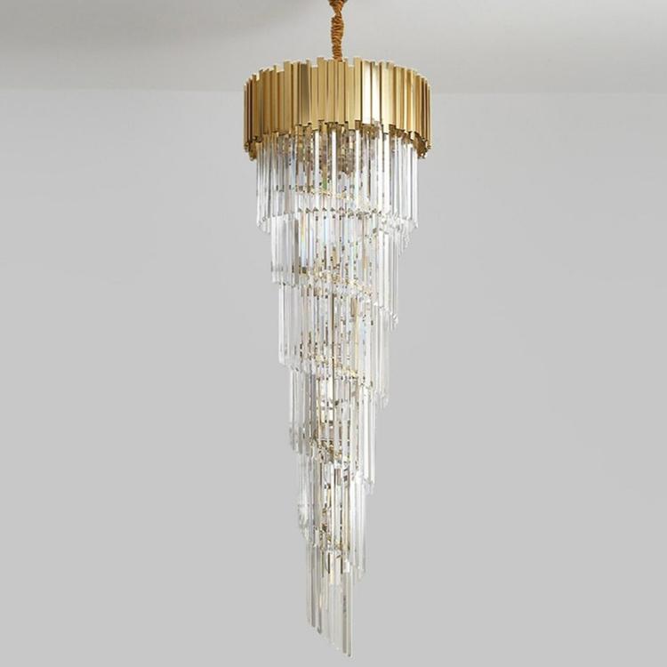 Elian Gillani 2-Story Crystal Chandelier - Diameter 50 cm ( 19.7 in ) x Height 160 cm ( 62.9 in )GoldBlushlighting