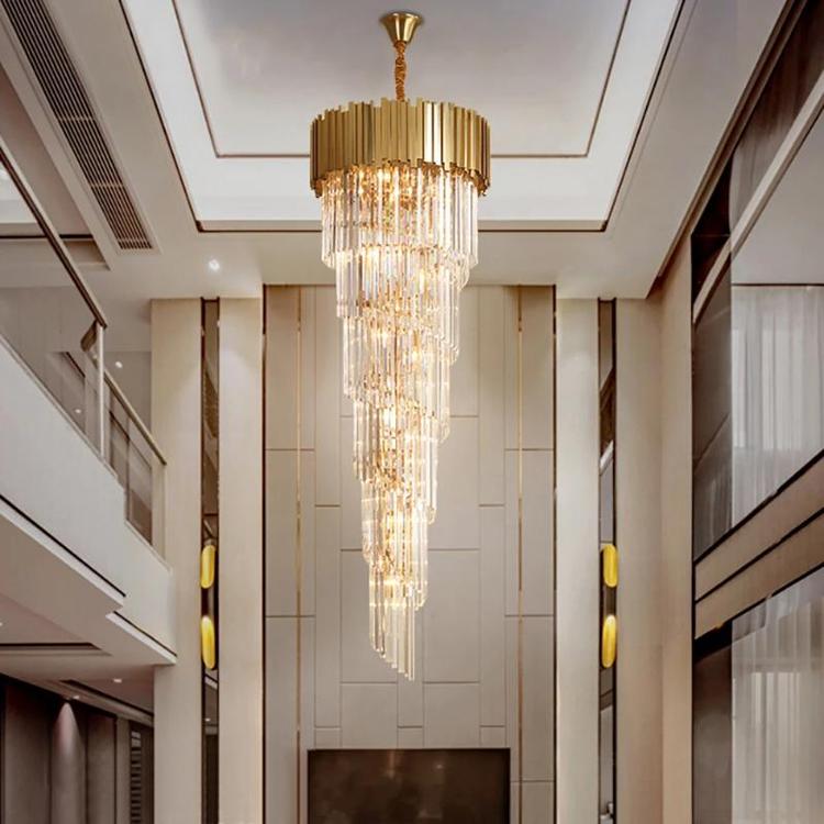 Elian Gillani 2-Story Crystal Chandelier - Diameter 50 cm ( 19.7 in ) x Height 160 cm ( 62.9 in )GoldBlushlighting