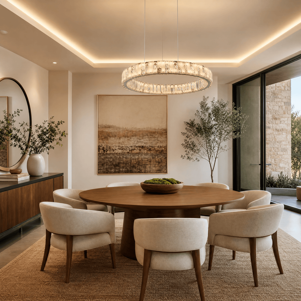 Ellery Crystal&Alabaster Round Ring Chandelier - Ø37.4" × H3" (Ø95 × H7.6 cm)Blushlighting