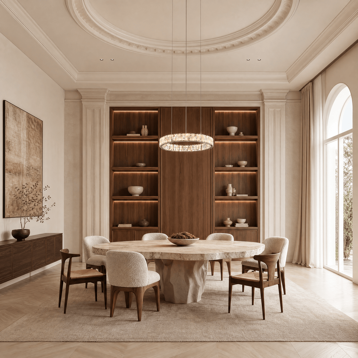 Ellery Crystal&Alabaster Round Ring Chandelier - Ø37.4" × H3" (Ø95 × H7.6 cm)Blushlighting