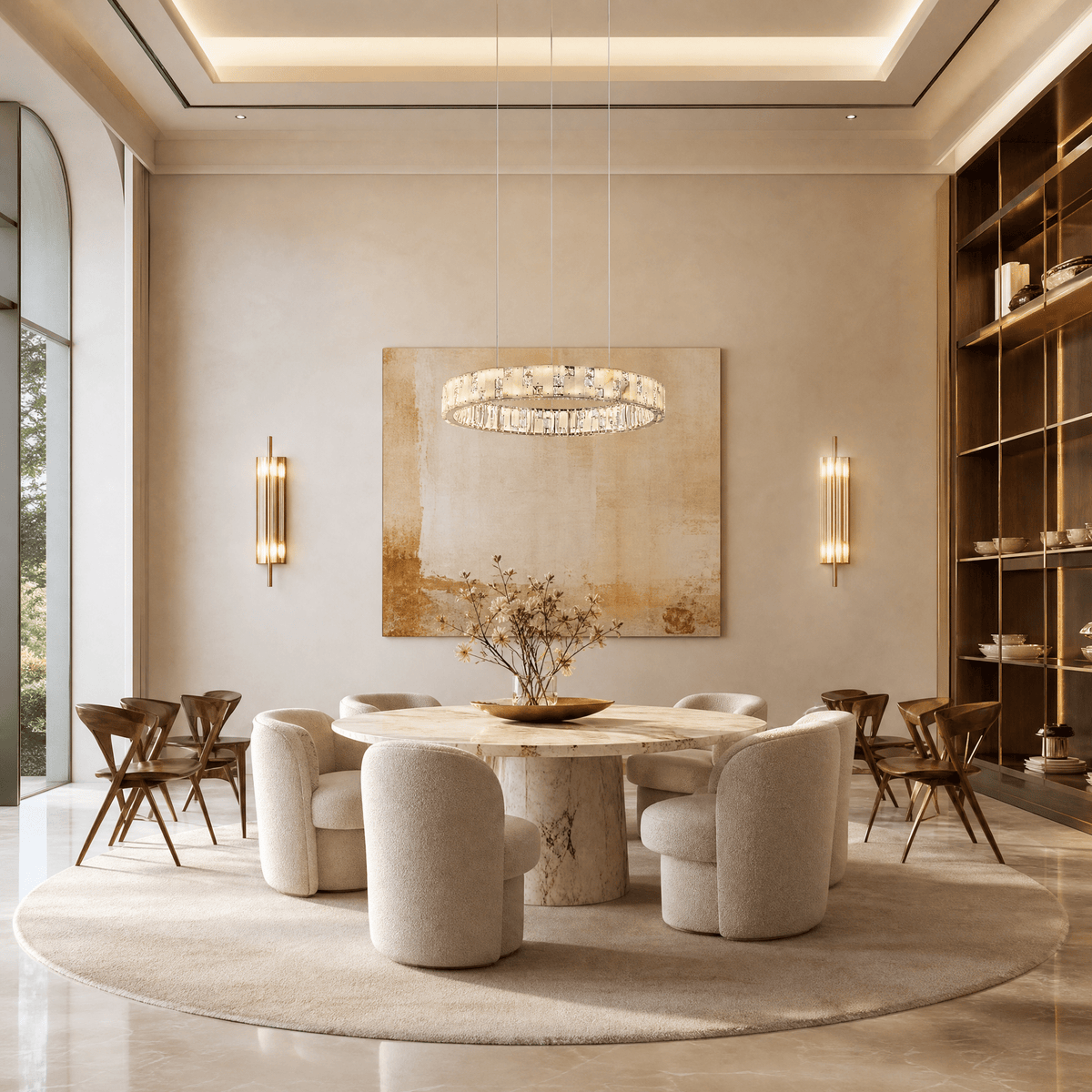 Ellery Crystal&Alabaster Round Ring Chandelier - Ø37.4" × H3" (Ø95 × H7.6 cm)Blushlighting