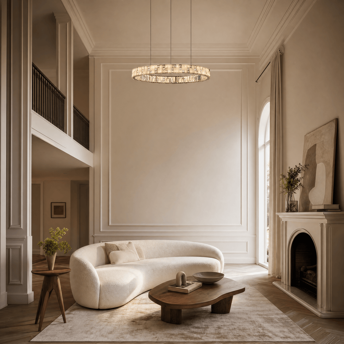 Ellery Crystal&Alabaster Round Ring Chandelier - Ø29.8" × H3" (Ø75.8 × H7.6 cm)Blushlighting