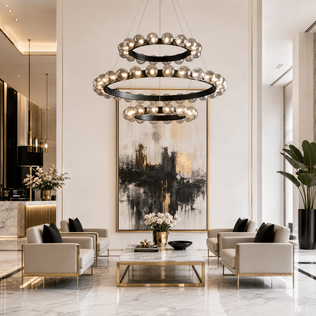 Ellison Bubbles 3-Tier Nested Glass Chandelier - Blushlighting