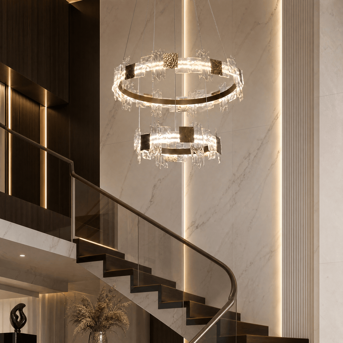 Elodie 2 Tiers Modern Gold Chandelier - Blushlighting