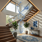 Elyndra LED K9 Crystal Column Chandelier - Dia 15.7″ × H 98.4″BlueWarm LightBlushlighting