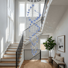 Elyndra LED K9 Crystal Column Chandelier - Dia 15.7″ × H 98.4″BlueWarm LightBlushlighting