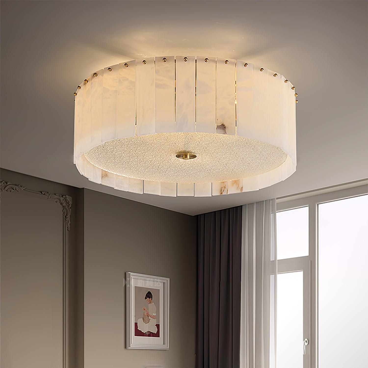 Elysian Alabaster Ceiling Lamp - ∅ 17.7″ x H 9.25″ / Dia 45cm x H 23.5cmBrass & WhiteBlushlighting